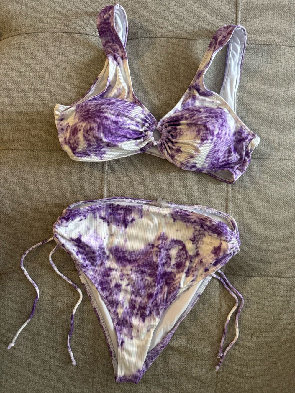 Amazon Purple and White Tie-Dye Bikini Set